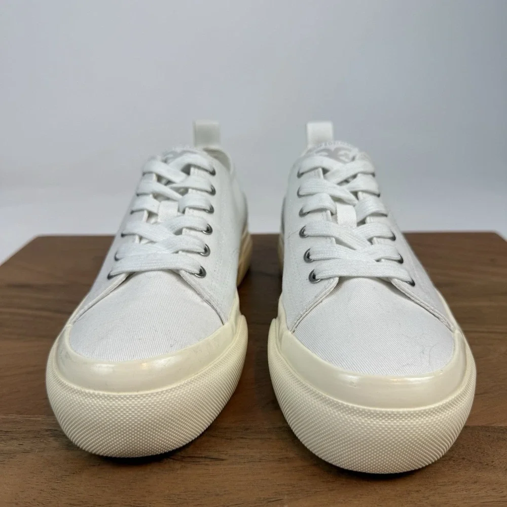 New‎ Womens Sam Edelman Sonia Canvas White Lace-Up Platform Sneakers Size 7 M